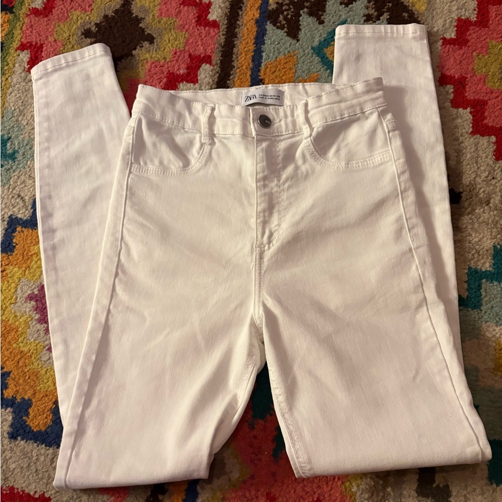 Zara Classic White Denim Pants